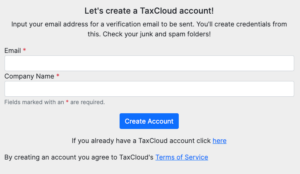 Create a TaxCloud Account