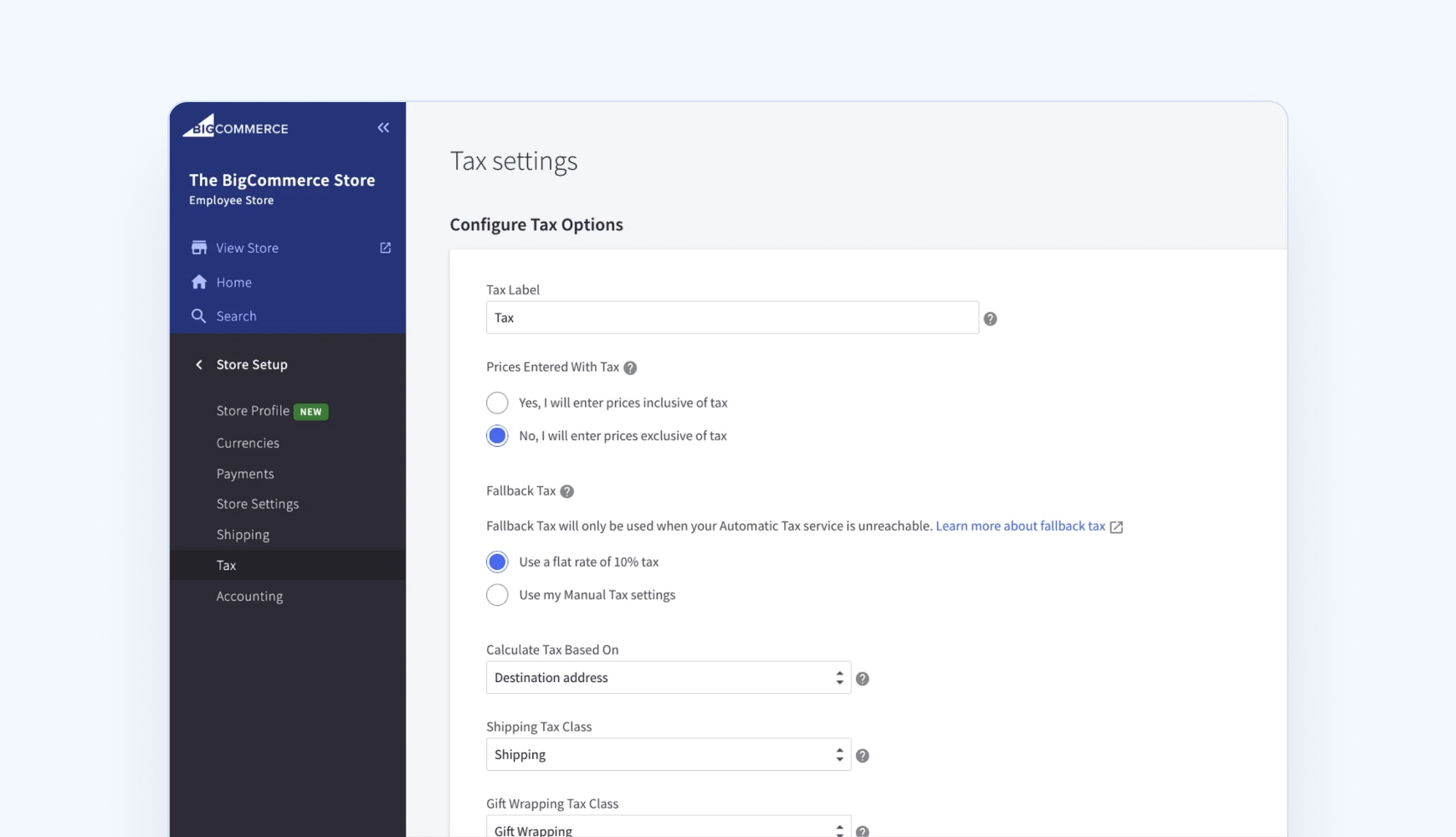 How BigCommerce manage sales taxes