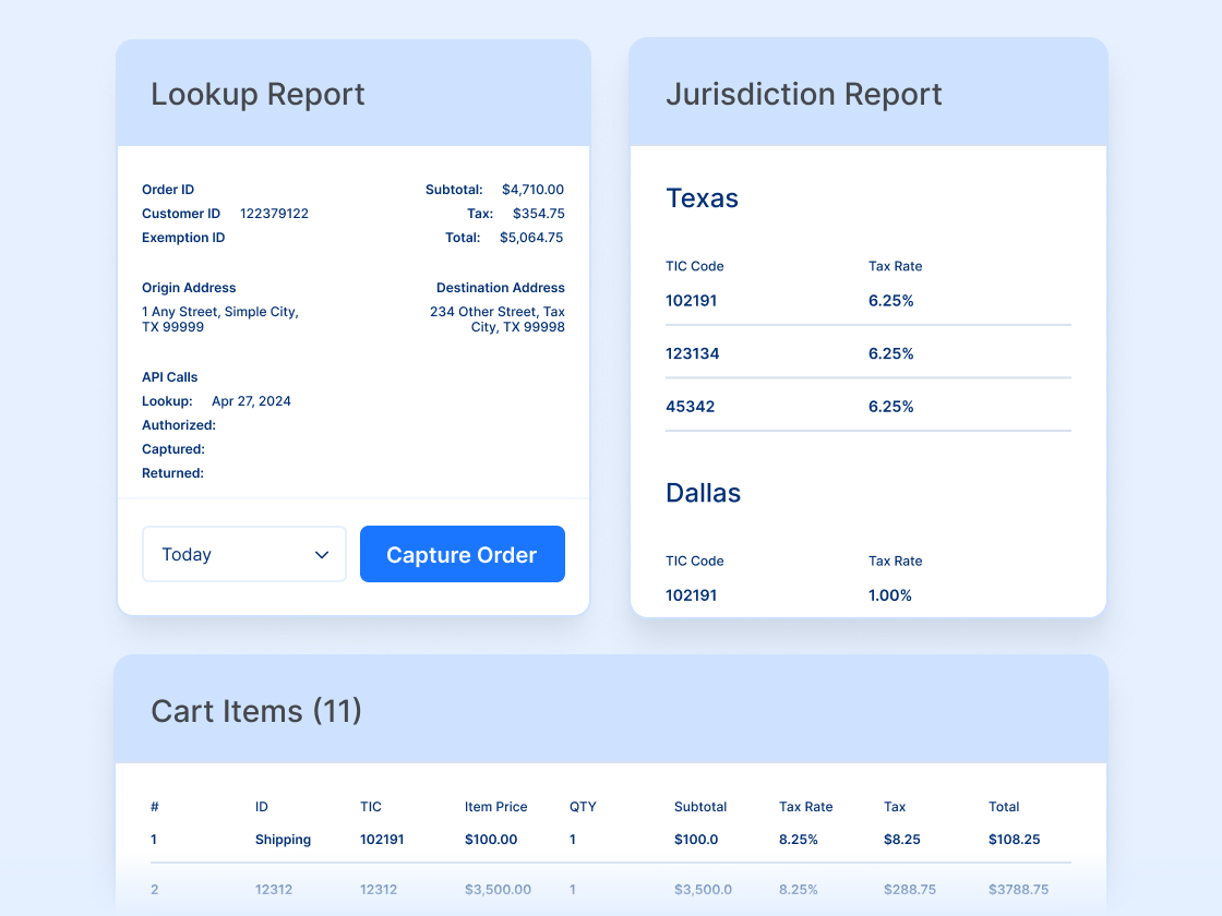 Instant sales tax rates at checkout